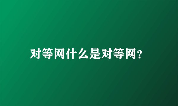 对等网什么是对等网？