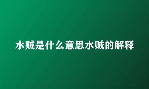 水贼是什么意思水贼的解释