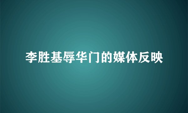 李胜基辱华门的媒体反映