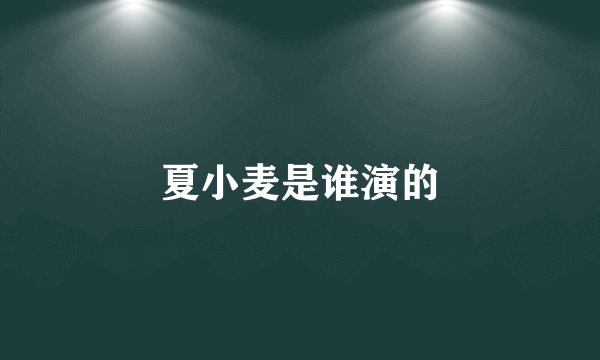 夏小麦是谁演的