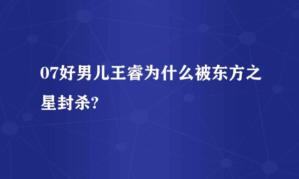 07好男儿王睿为什么被东方之星封杀?