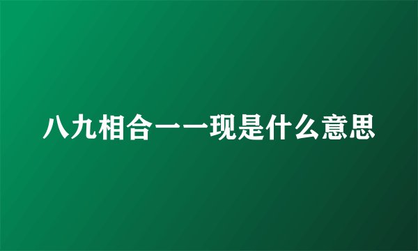八九相合一一现是什么意思