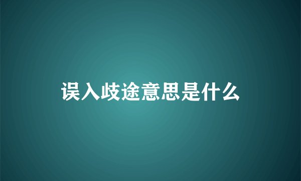 误入歧途意思是什么