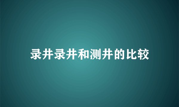 录井录井和测井的比较