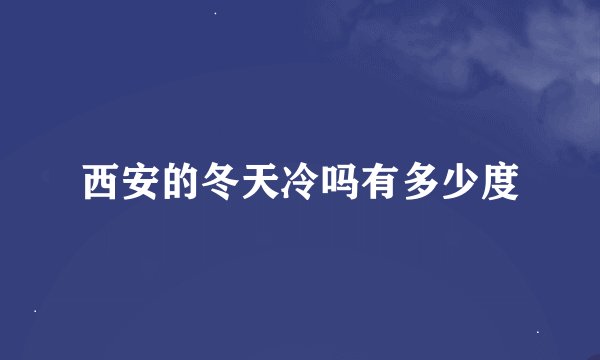 西安的冬天冷吗有多少度