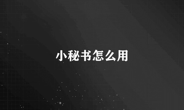 小秘书怎么用