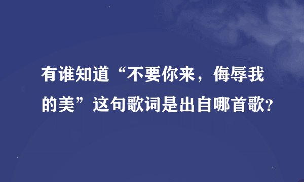 有谁知道“不要你来，侮辱我的美”这句歌词是出自哪首歌？