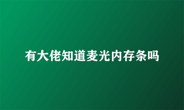 有大佬知道麦光内存条吗