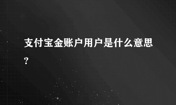 支付宝金账户用户是什么意思？