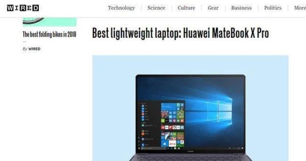知名外媒又评华为MateBook X Pro为“最佳超薄本”