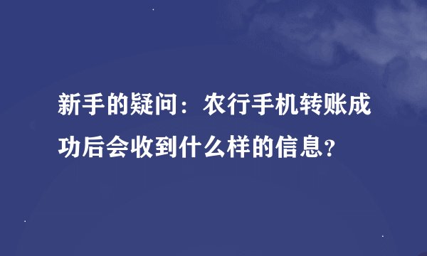 新手的疑问：农行手机转账成功后会收到什么样的信息？