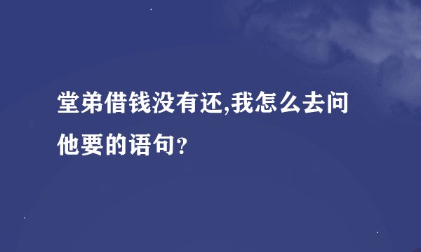 堂弟借钱没有还,我怎么去问他要的语句？