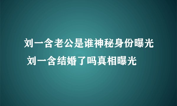 刘一含老公是谁神秘身份曝光 刘一含结婚了吗真相曝光