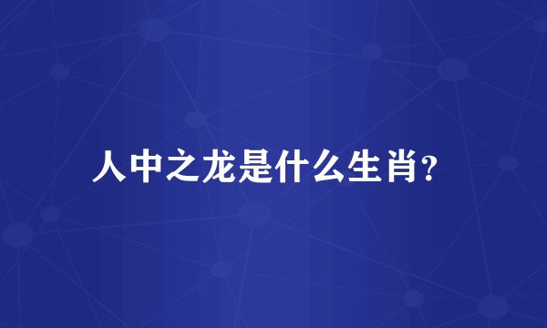 人中之龙是什么生肖？