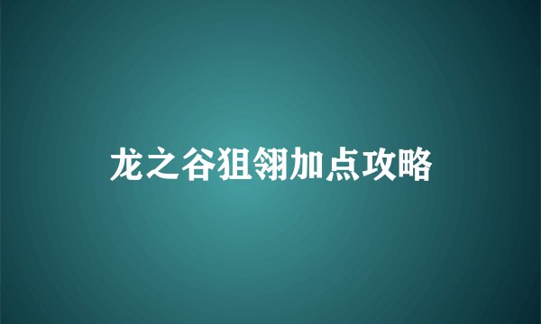 龙之谷狙翎加点攻略