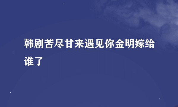韩剧苦尽甘来遇见你金明嫁给谁了