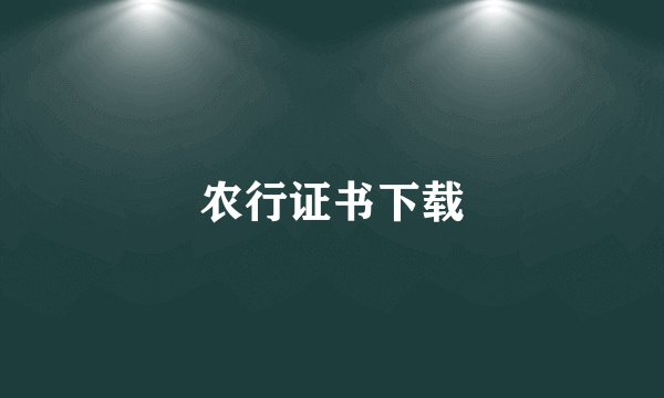农行证书下载