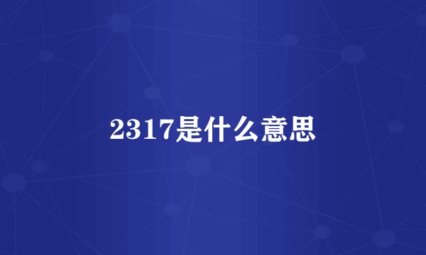2317是什么意思