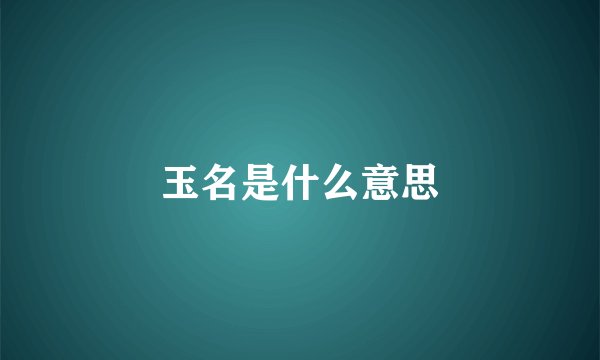 玉名是什么意思