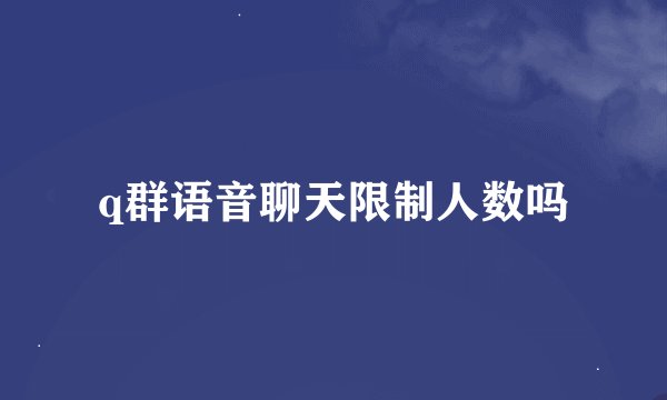 q群语音聊天限制人数吗