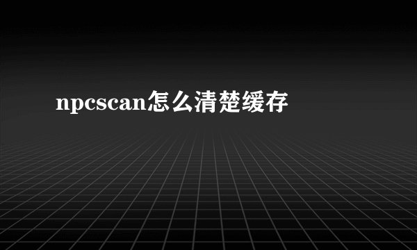 npcscan怎么清楚缓存