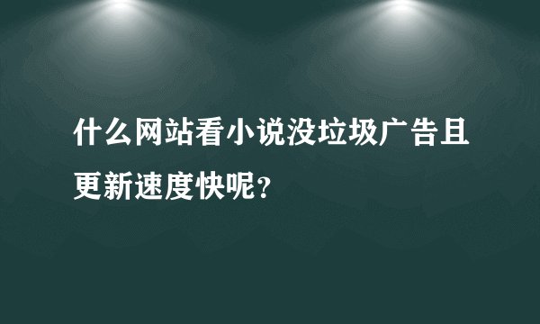 什么网站看小说没垃圾广告且更新速度快呢？