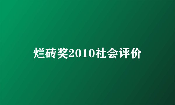 烂砖奖2010社会评价