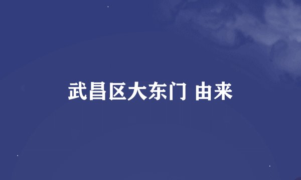 武昌区大东门 由来