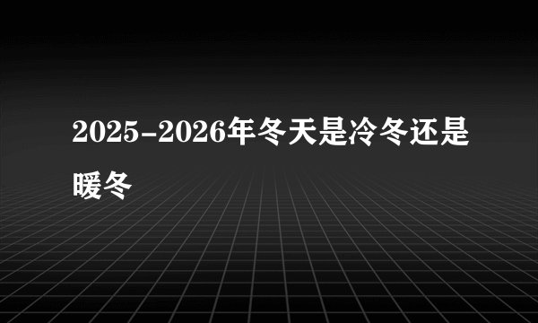 2025-2026年冬天是冷冬还是暖冬