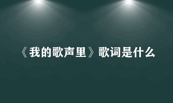 《我的歌声里》歌词是什么
