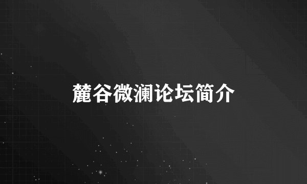 麓谷微澜论坛简介