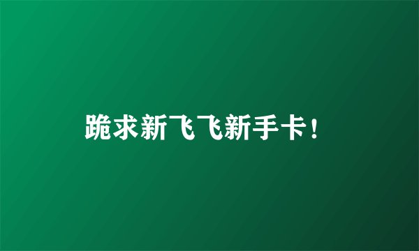 跪求新飞飞新手卡！