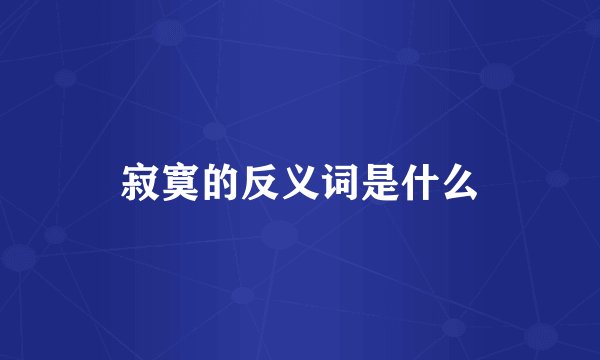 寂寞的反义词是什么
