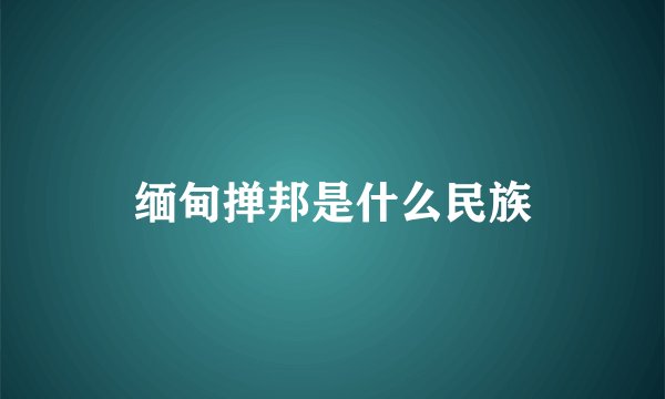 缅甸掸邦是什么民族