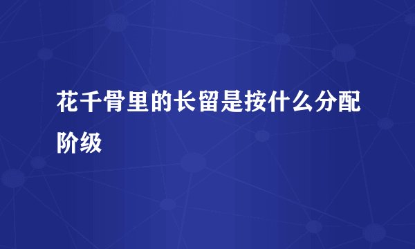 花千骨里的长留是按什么分配阶级