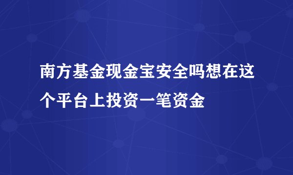 南方基金现金宝安全吗想在这个平台上投资一笔资金