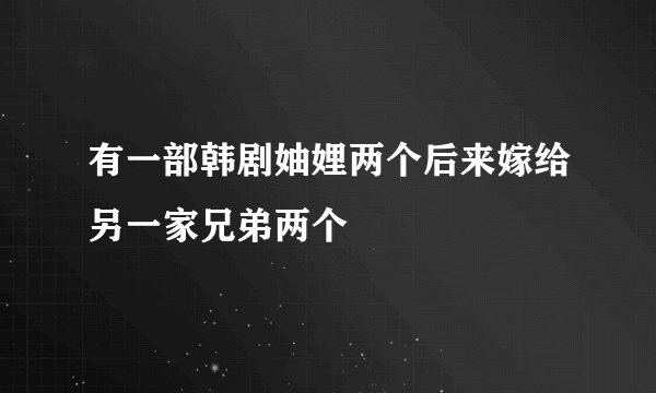 有一部韩剧妯娌两个后来嫁给另一家兄弟两个