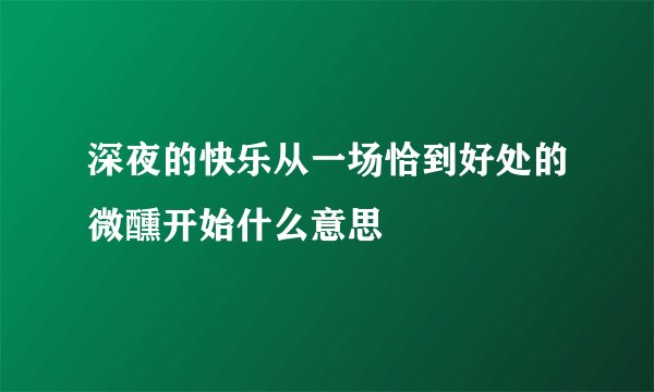 深夜的快乐从一场恰到好处的微醺开始什么意思