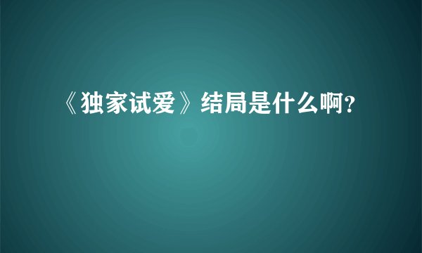 《独家试爱》结局是什么啊？