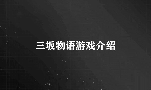三坂物语游戏介绍