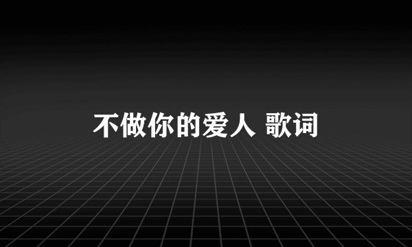 不做你的爱人 歌词