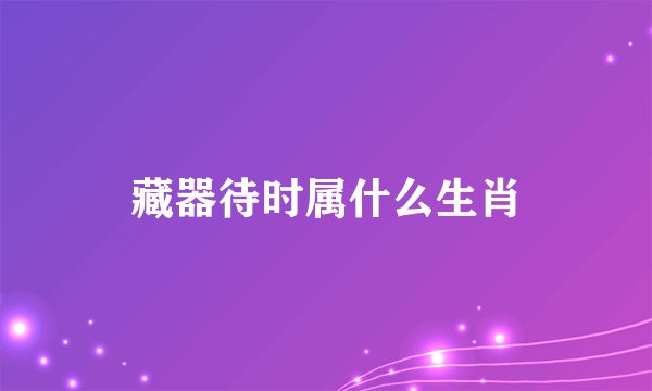 藏器待时属什么生肖