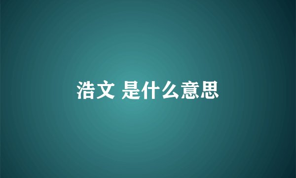 浩文 是什么意思