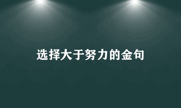 选择大于努力的金句