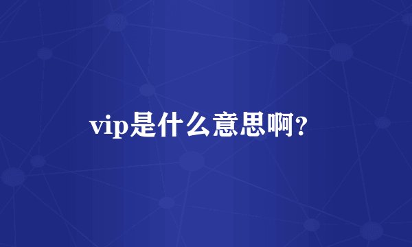 vip是什么意思啊？