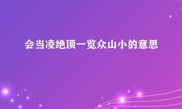 会当凌绝顶一览众山小的意思