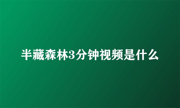 半藏森林3分钟视频是什么