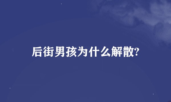 后街男孩为什么解散?