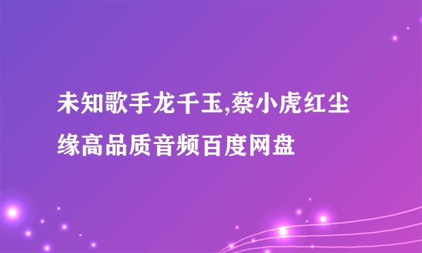 未知歌手龙千玉,蔡小虎红尘缘高品质音频百度网盘