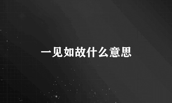 一见如故什么意思